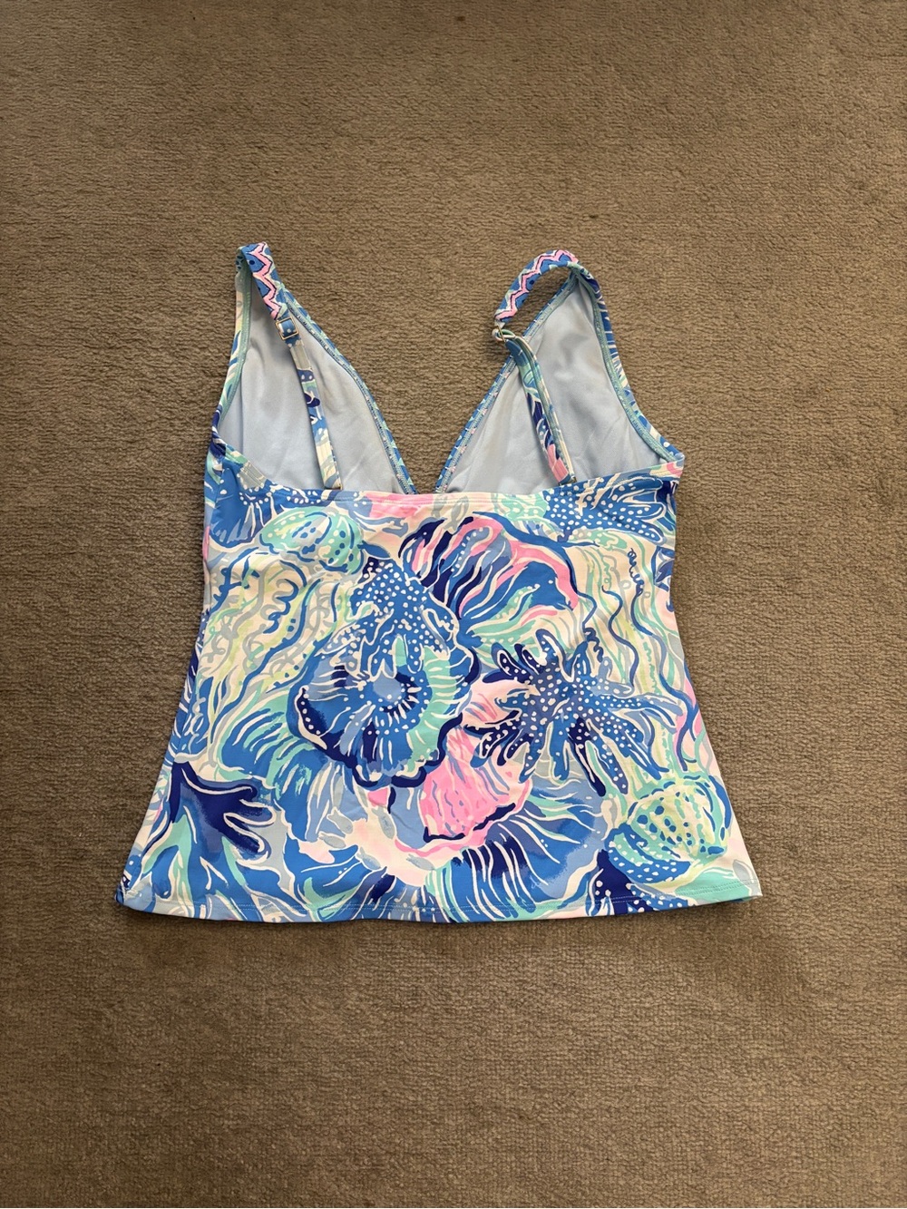 Lilly Pulitzer Brenta Tankini Swimsuit Top Shade Seekers Pink Blue Print - Picture 3 of 11
